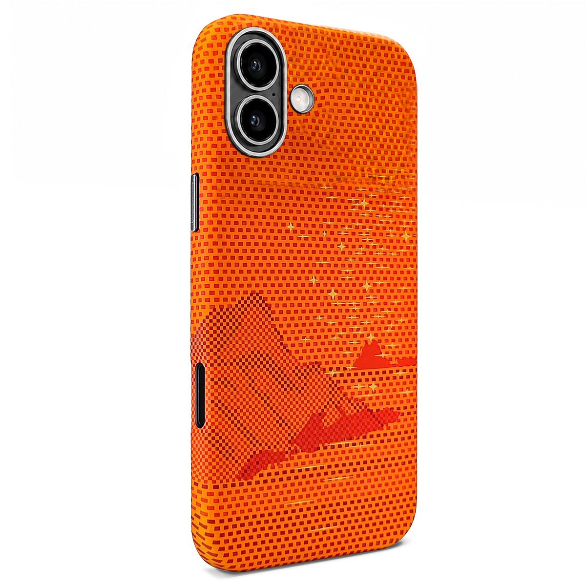 For iPhone 16 Kevlar Texture Water Sticker Magnetic Phone Case - Orange - EDA009710809C