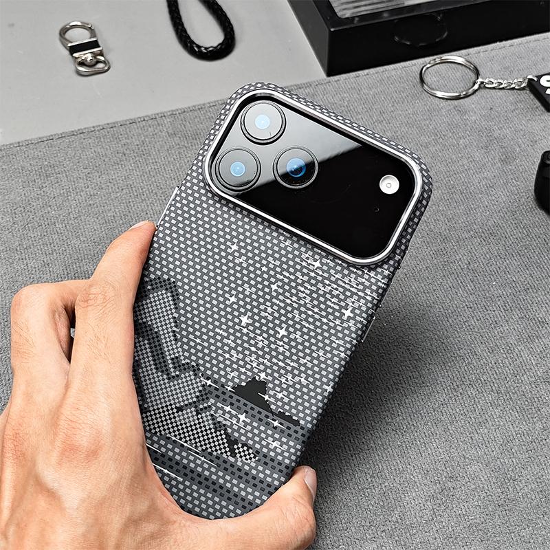 For iPhone 16 Kevlar Texture Water Sticker Magnetic Phone Case - Blue - EDA009710809B