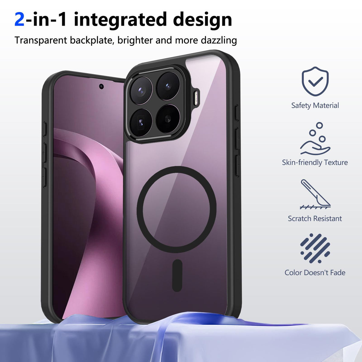 For Xiaomi 17T 5G Matte PC Skin-feel Magnetic Shockproof Phone Case - Black - EDA009711002B