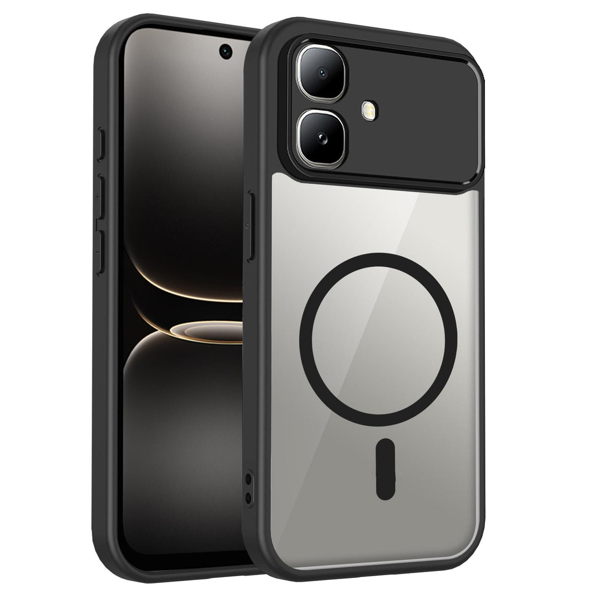 For Infinix Smart 20 4G Matte PC Skin-feel Magnetic Shockproof Phone Case - Black - EDA009711204B