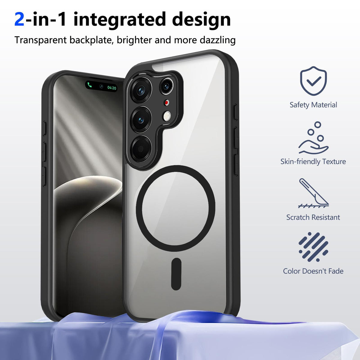 For Tecno Camon 50 Pro / 50 Ultra Matte PC Skin-feel Magnetic Shockproof Phone Case - Black - EDA009711302B