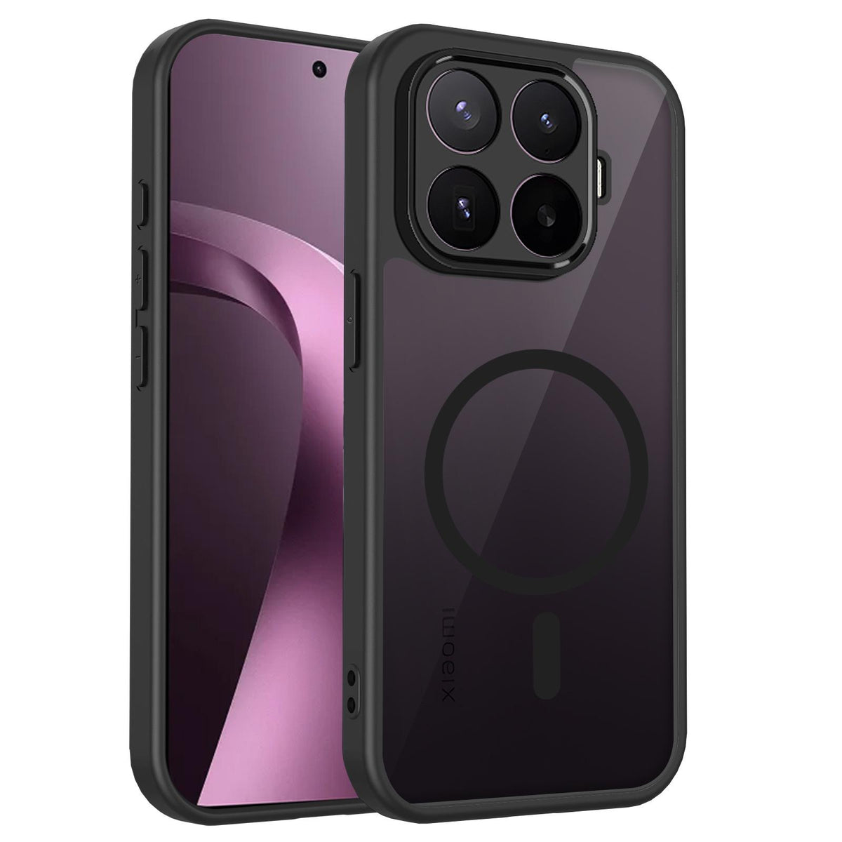For Xioami 17T 5G Skin Feel Frosted PC+TPU Magnetic Phone Case - Transparent Black - EDA009711401A
