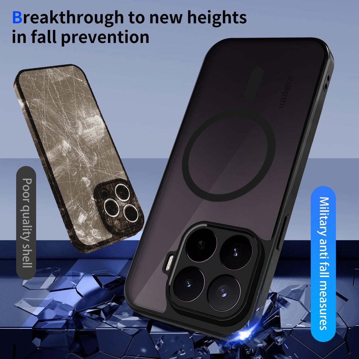 For Xioami 17T 5G Skin Feel Frosted PC+TPU Magnetic Phone Case - Transparent Black - EDA009711401A