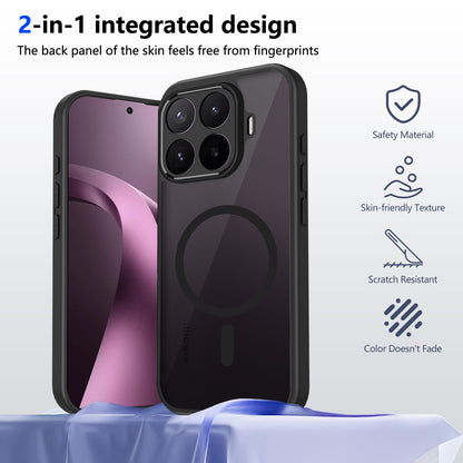 For Xioami 17T Pro 5G Skin Feel Frosted PC+TPU Magnetic Phone Case - Transparent Black - EDA009711402A