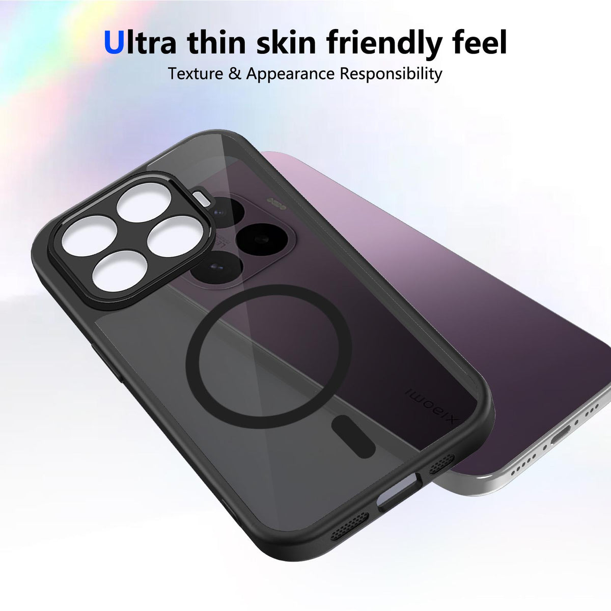 For Xioami 17T Pro 5G Skin Feel Frosted PC+TPU Magnetic Phone Case - Transparent Black - EDA009711402A