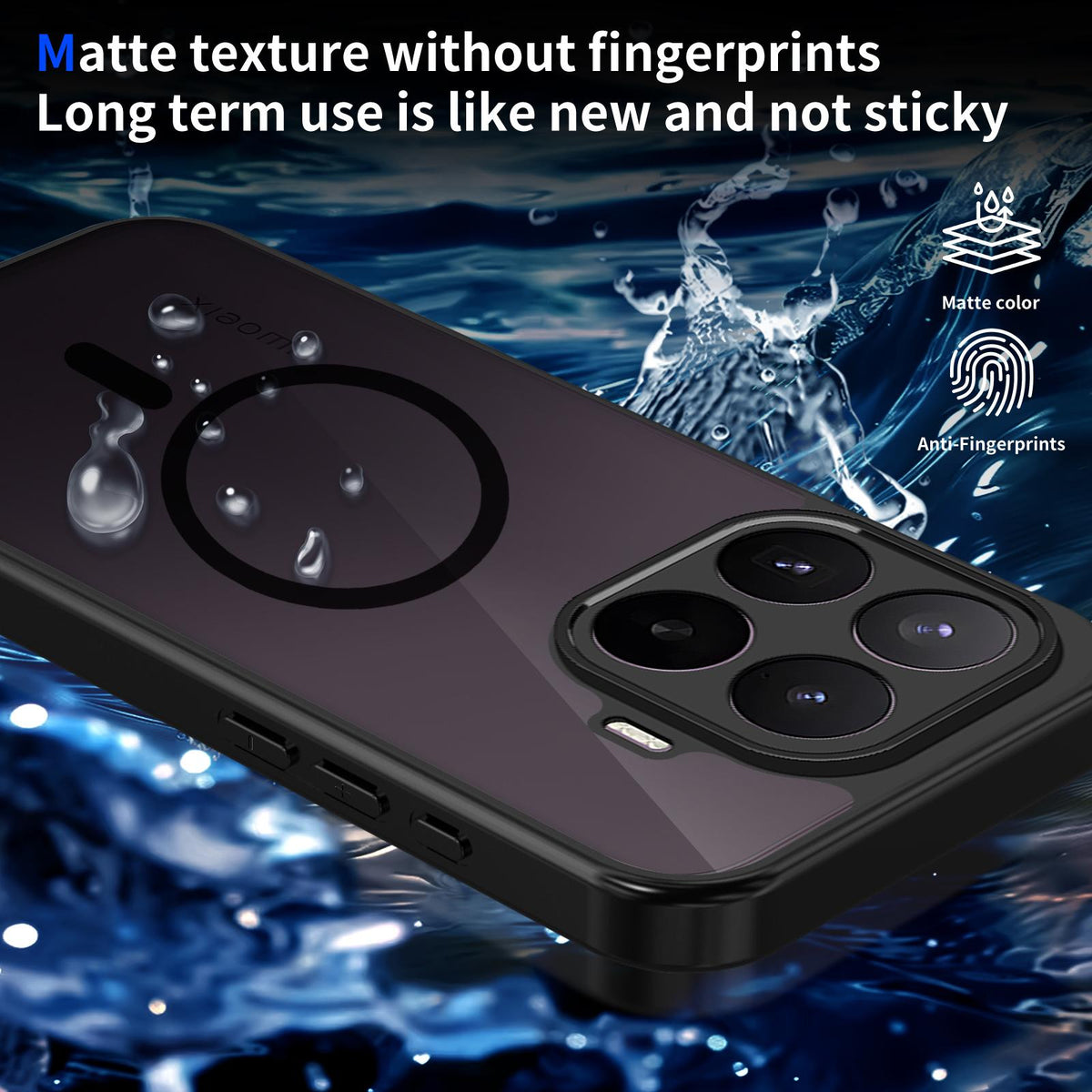 For Xioami 17T Pro 5G Skin Feel Frosted PC+TPU Magnetic Phone Case - Transparent Black - EDA009711402A