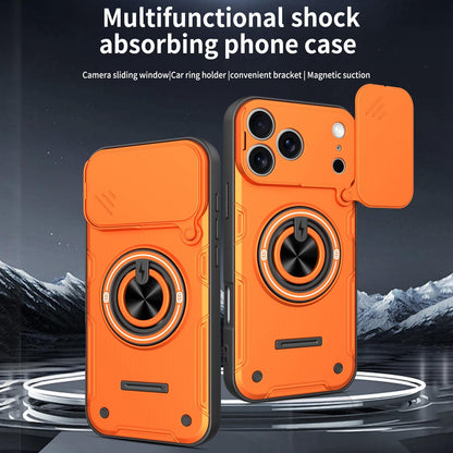 For iPhone 17 Pro Multifunctional Sliding Camshield Ring Holder Phone Case - Orange - EDA009712302A