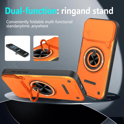 For iPhone 17 Pro Multifunctional Sliding Camshield Ring Holder Phone Case - Orange - EDA009712302A