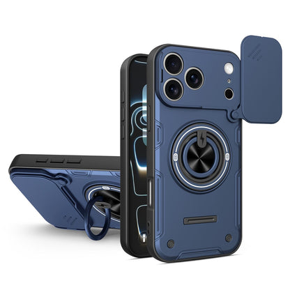For iPhone 17 Pro Multifunctional Sliding Camshield Ring Holder Phone Case - Blue - EDA009712302B