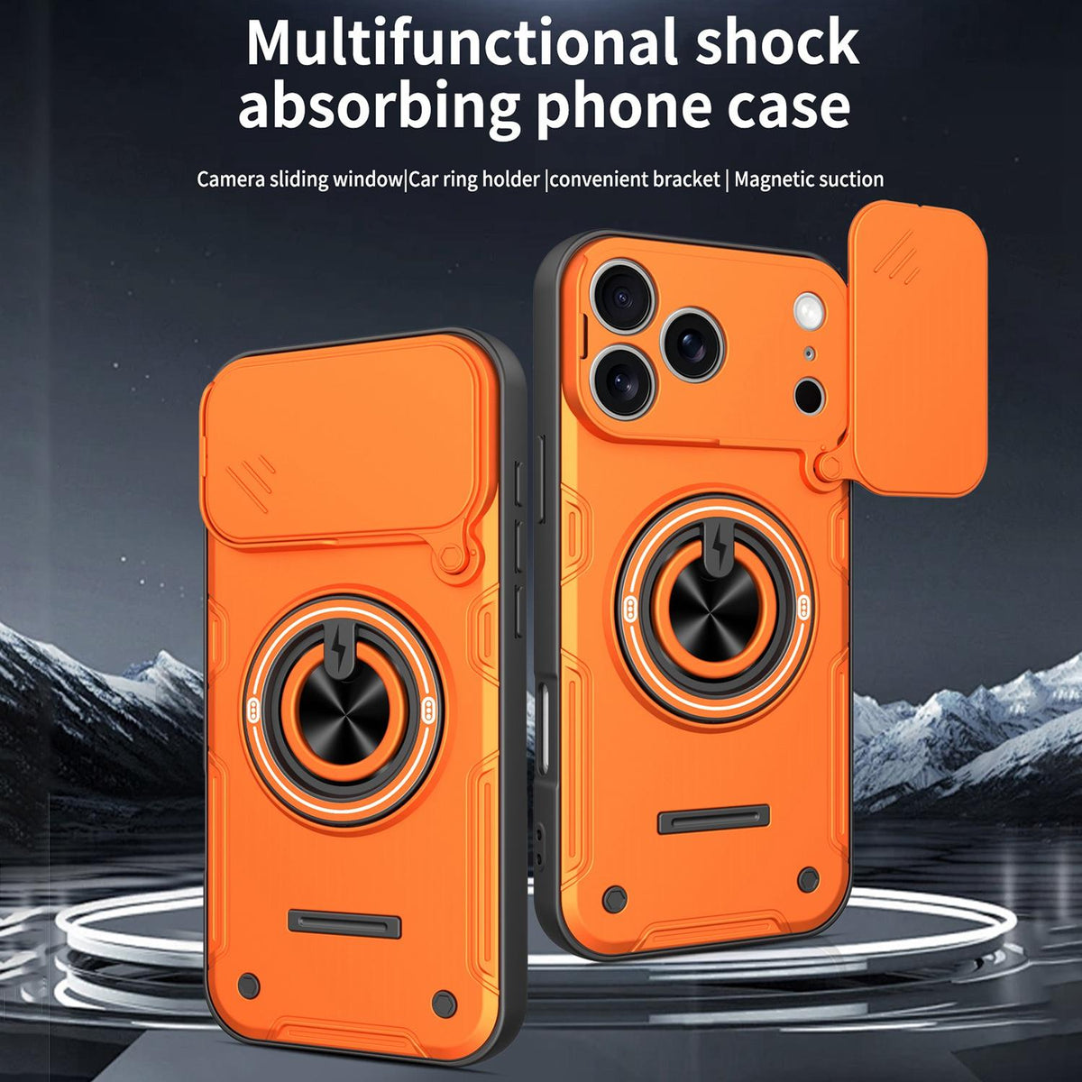 For iPhone 17 Pro Multifunctional Sliding Camshield Ring Holder Phone Case - Blue - EDA009712302B