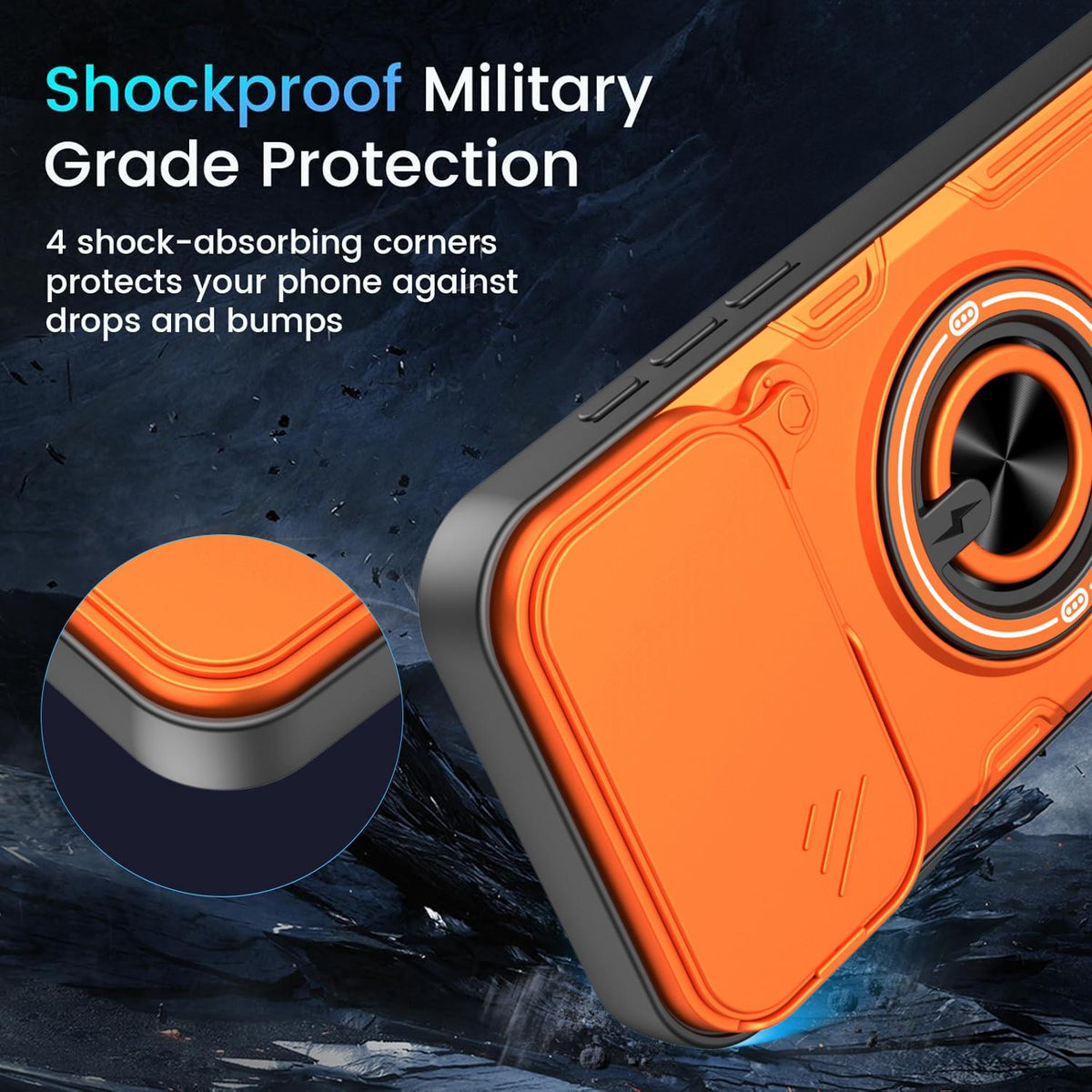 For iPhone 17 Pro Multifunctional Sliding Camshield Ring Holder Phone Case - Blue - EDA009712302B