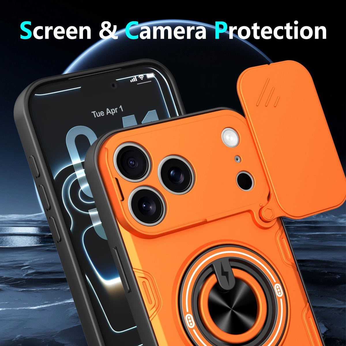 For iPhone 17 Pro Multifunctional Sliding Camshield Ring Holder Phone Case - Black - EDA009712302C