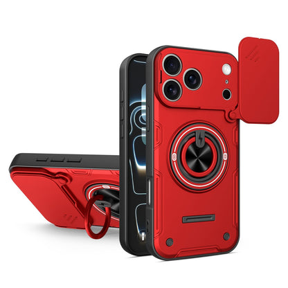 For iPhone 17 Pro Multifunctional Sliding Camshield Ring Holder Phone Case - Red - EDA009712302D