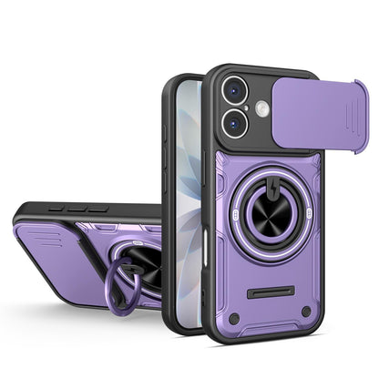For iPhone 17 Multifunctional Sliding Camshield Ring Holder Phone Case - Purple - EDA009712303E