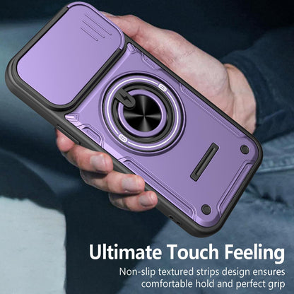 For iPhone 16 Pro Max Multifunctional Sliding Camshield Ring Holder Phone Case - Blue - EDA009712304B