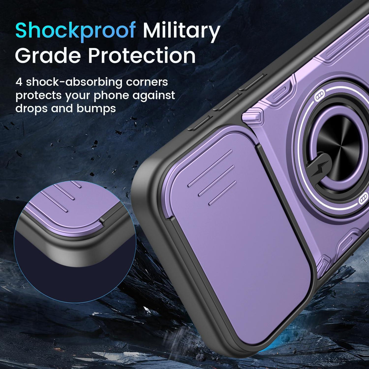 For iPhone 16 Pro Max Multifunctional Sliding Camshield Ring Holder Phone Case - Red - EDA009712304D