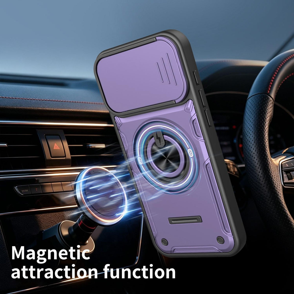 For iPhone 16 Pro Multifunctional Sliding Camshield Ring Holder Phone Case - Orange - EDA009712305A