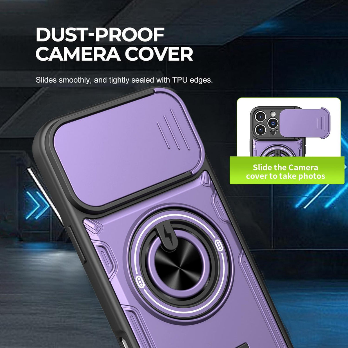 For iPhone 16 Pro Multifunctional Sliding Camshield Ring Holder Phone Case - Red - EDA009712305D