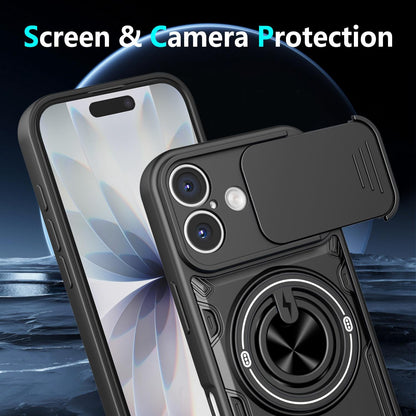 For iPhone 16 Multifunctional Sliding Camshield Ring Holder Phone Case - Orange - EDA009712306A