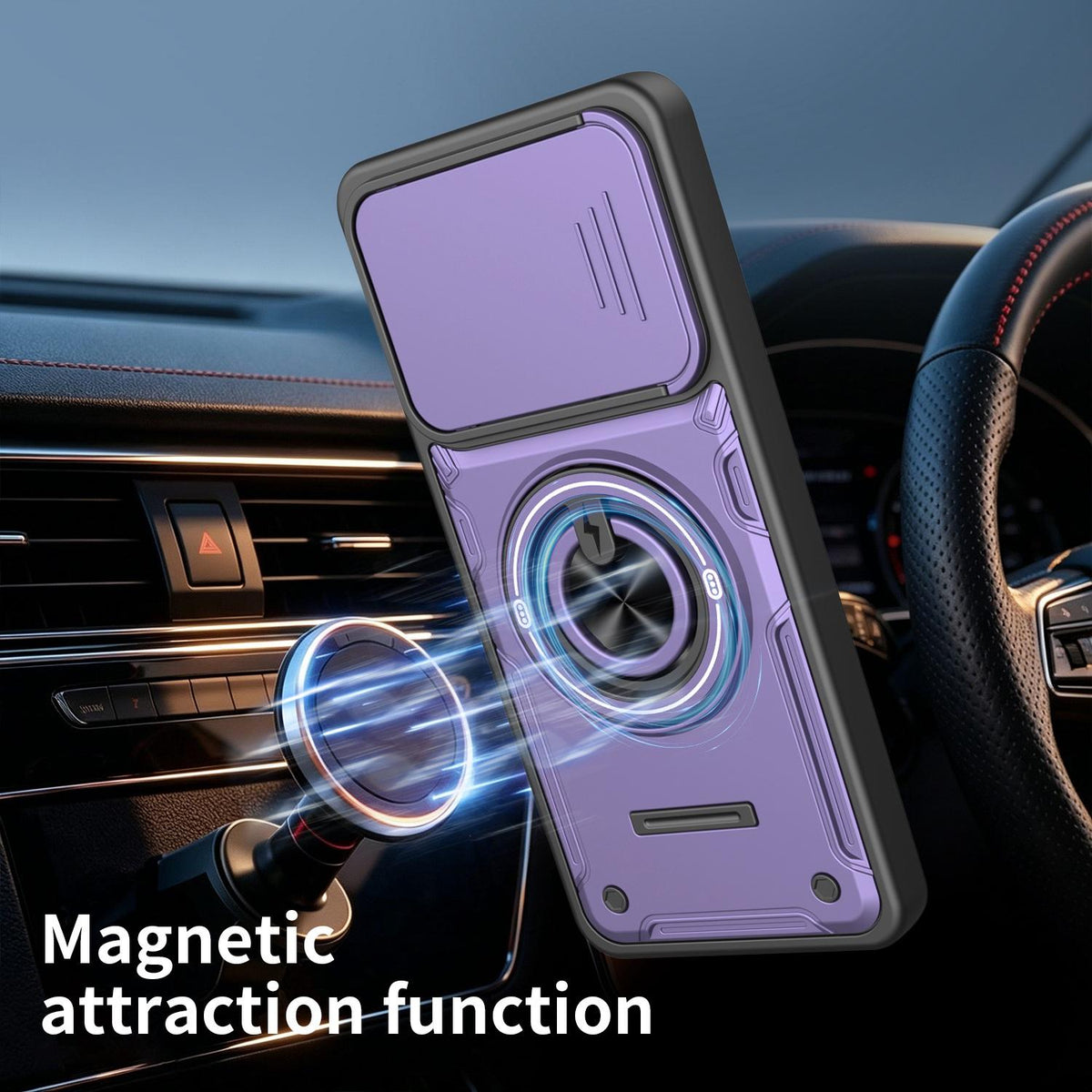 For Galaxy A07 4G Multifunctional Sliding Camshield Ring Holder Phone Case - Orange - EDA009712401A