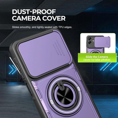 For Galaxy A07 4G Multifunctional Sliding Camshield Ring Holder Phone Case - Black - EDA009712401C