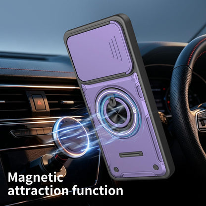 For Galaxy A07 4G Multifunctional Sliding Camshield Ring Holder Phone Case - Red - EDA009712401D