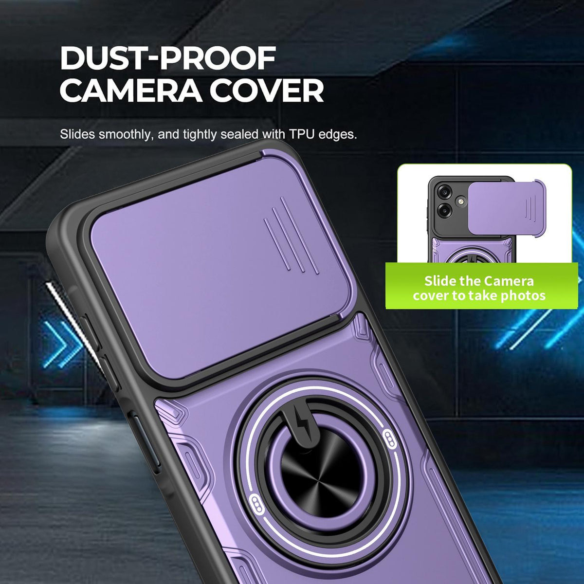 For Galaxy A07 4G Multifunctional Sliding Camshield Ring Holder Phone Case - Red - EDA009712401D
