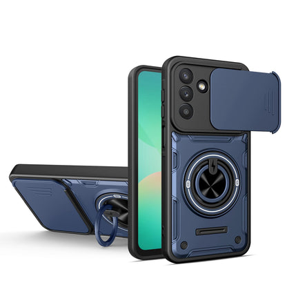 For Galaxy A57 5G Multifunctional Sliding Camshield Ring Holder Phone Case - Blue - EDA009712403B