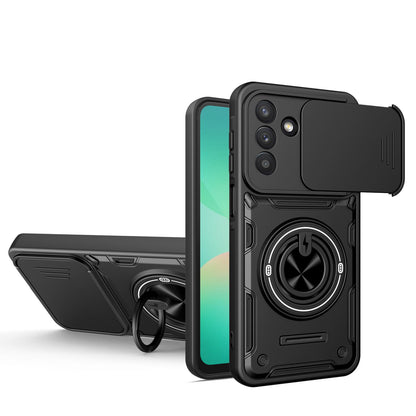 For Galaxy A57 5G Multifunctional Sliding Camshield Ring Holder Phone Case - Black - EDA009712403C