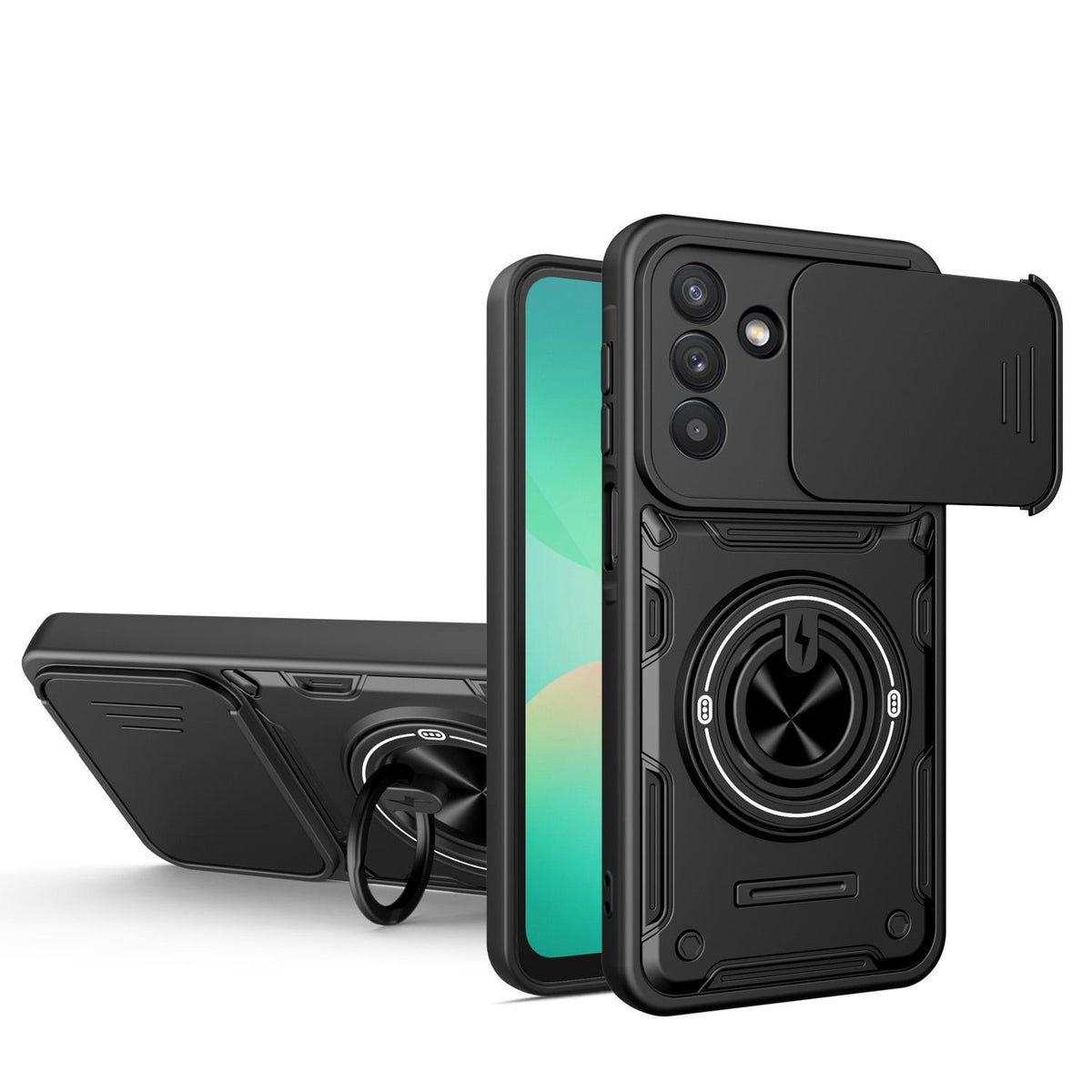 For Galaxy A37 5G Multifunctional Sliding Camshield Ring Holder Phone Case - Black - EDA009712404C