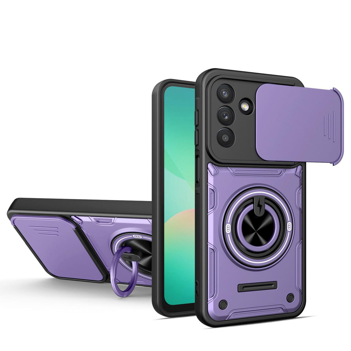 For Galaxy A36 5G Multifunctional Sliding Camshield Ring Holder Phone Case - Purple - EDA009712405E