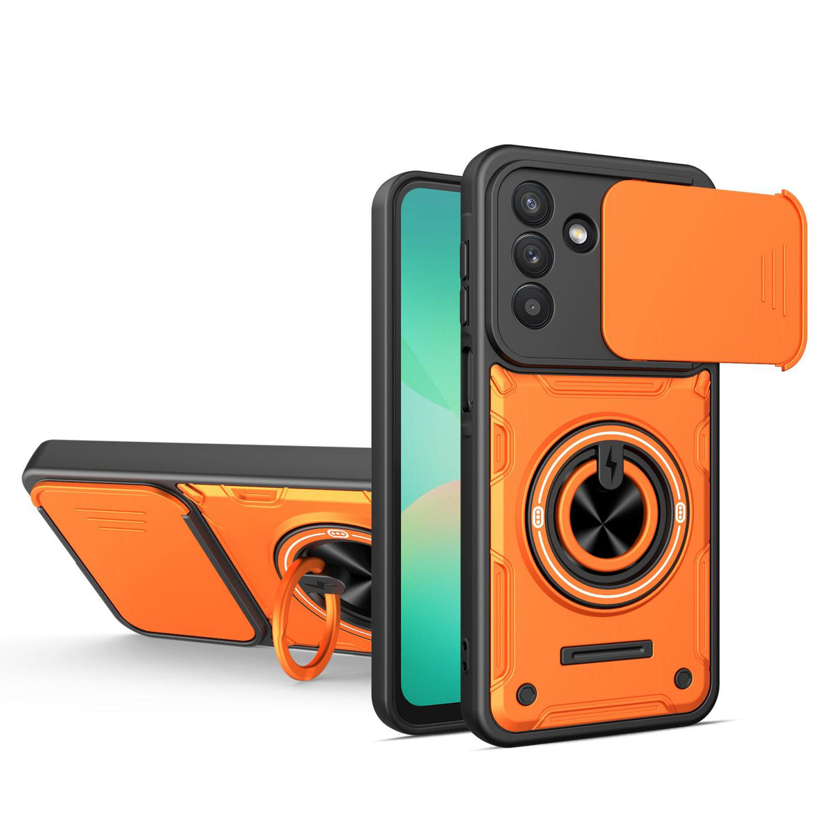 For Galaxy S26+ 5G Multifunctional Sliding Camshield Ring Holder Phone Case - Orange - EDA009712502A