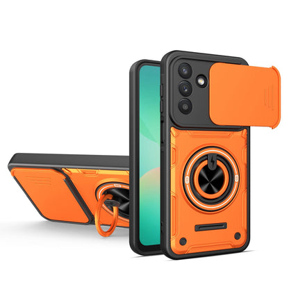 For Galaxy S26+ 5G Multifunctional Sliding Camshield Ring Holder Phone Case - Orange - EDA009712502A