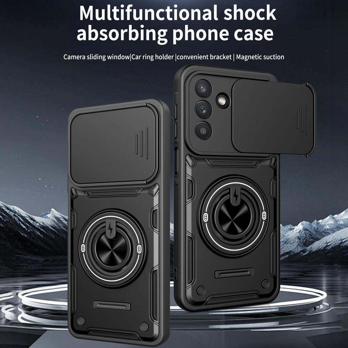 For Galaxy S26+ 5G Multifunctional Sliding Camshield Ring Holder Phone Case - Orange - EDA009712502A