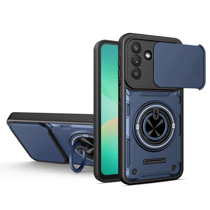 For Galaxy S26+ 5G Multifunctional Sliding Camshield Ring Holder Phone Case - Blue - EDA009712502B