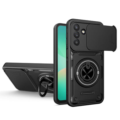 For Galaxy S26+ 5G Multifunctional Sliding Camshield Ring Holder Phone Case - Black - EDA009712502C