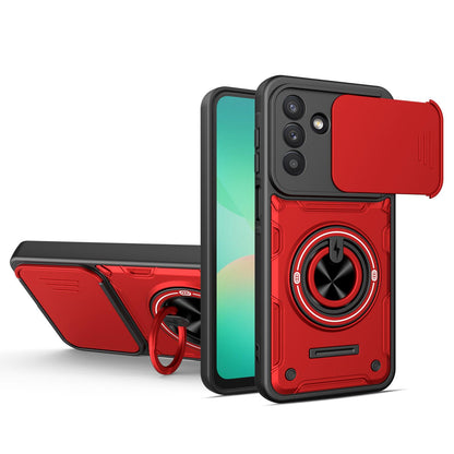 For Galaxy S26+ 5G Multifunctional Sliding Camshield Ring Holder Phone Case - Red - EDA009712502D