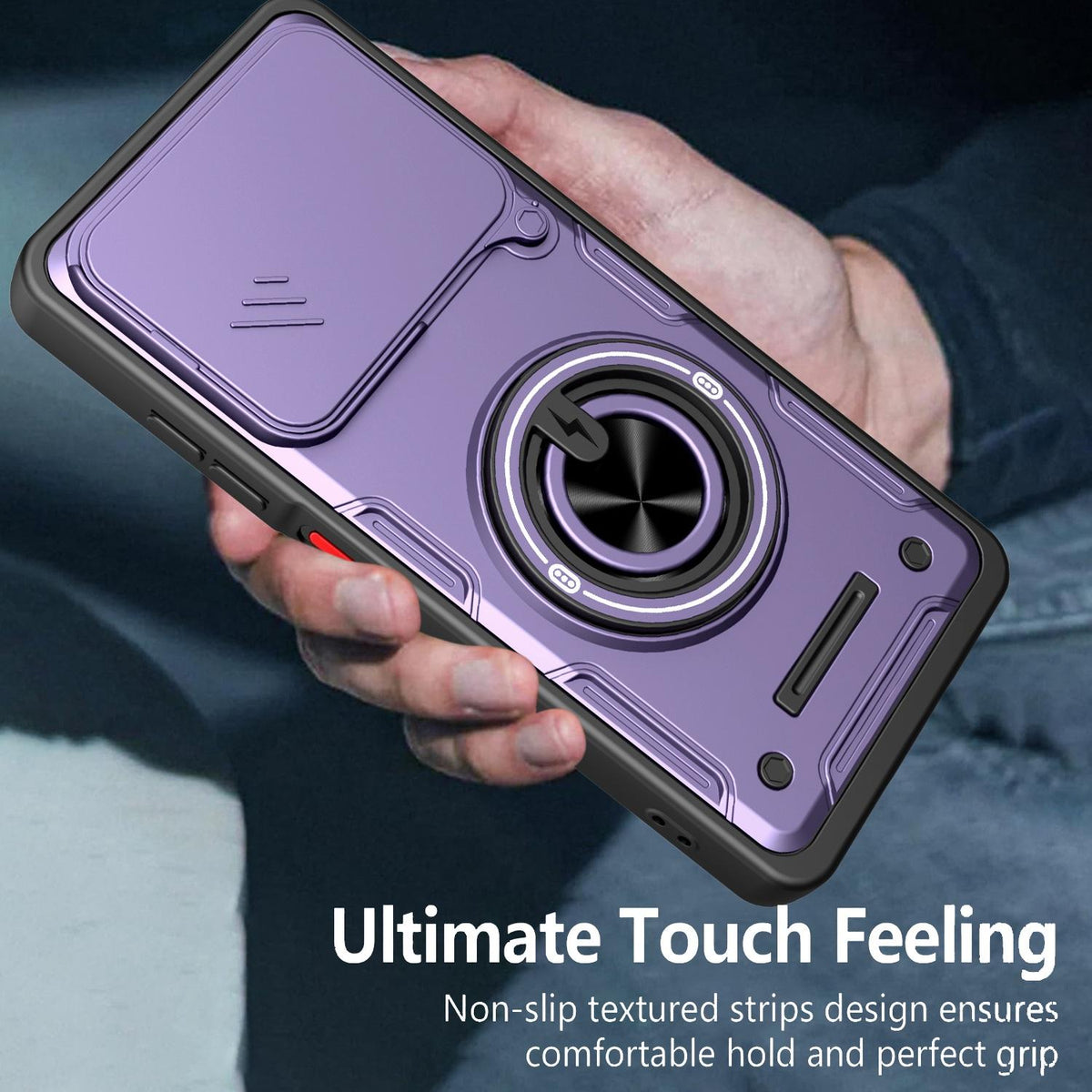 For ZTE Blade A56 4G Multifunctional Sliding Camshield Ring Holder Phone Case - Blue - EDA009712602B