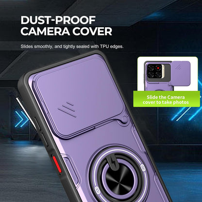 For ZTE Blade A56 4G Multifunctional Sliding Camshield Ring Holder Phone Case - Black - EDA009712602C