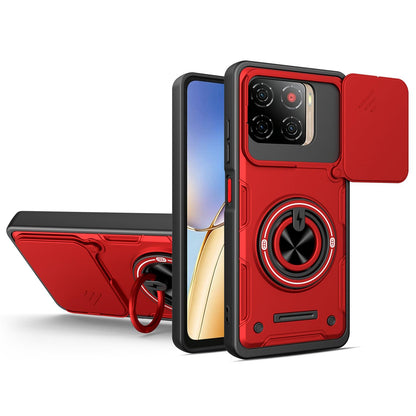 For ZTE Blade A56 4G Multifunctional Sliding Camshield Ring Holder Phone Case - Red - EDA009712602D