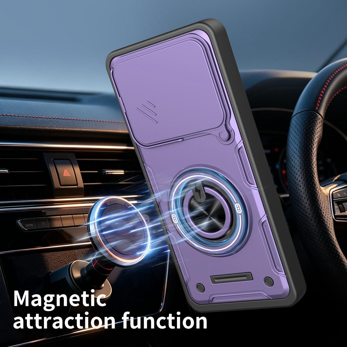 For ZTE Blade A56 4G Multifunctional Sliding Camshield Ring Holder Phone Case - Red - EDA009712602D