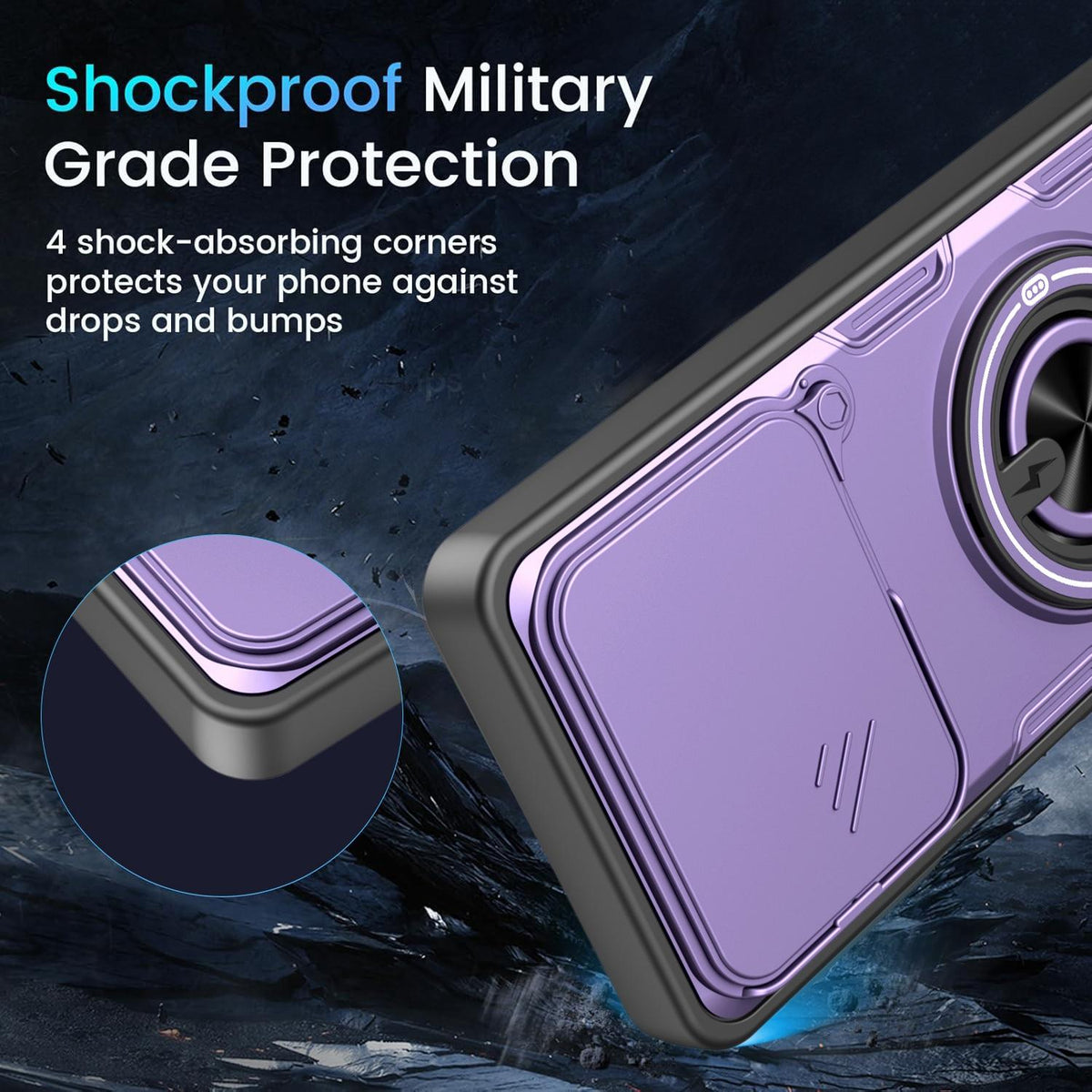 For ZTE Blade A56 4G Multifunctional Sliding Camshield Ring Holder Phone Case - Red - EDA009712602D