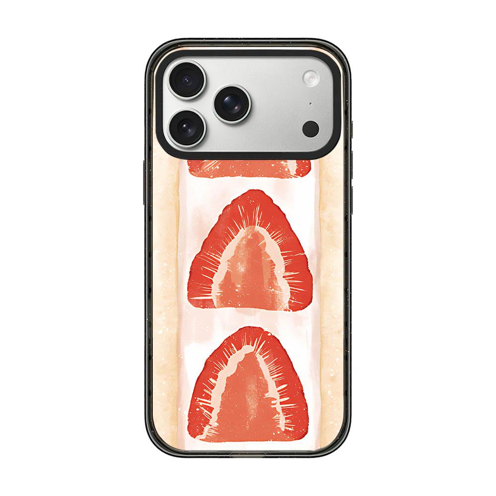 For iPhone 17 Pro Max Matcha Latte Cake Pattern Acrylic TPU Phone Case - Watercolor Strawberry Toast - EDA009712801E