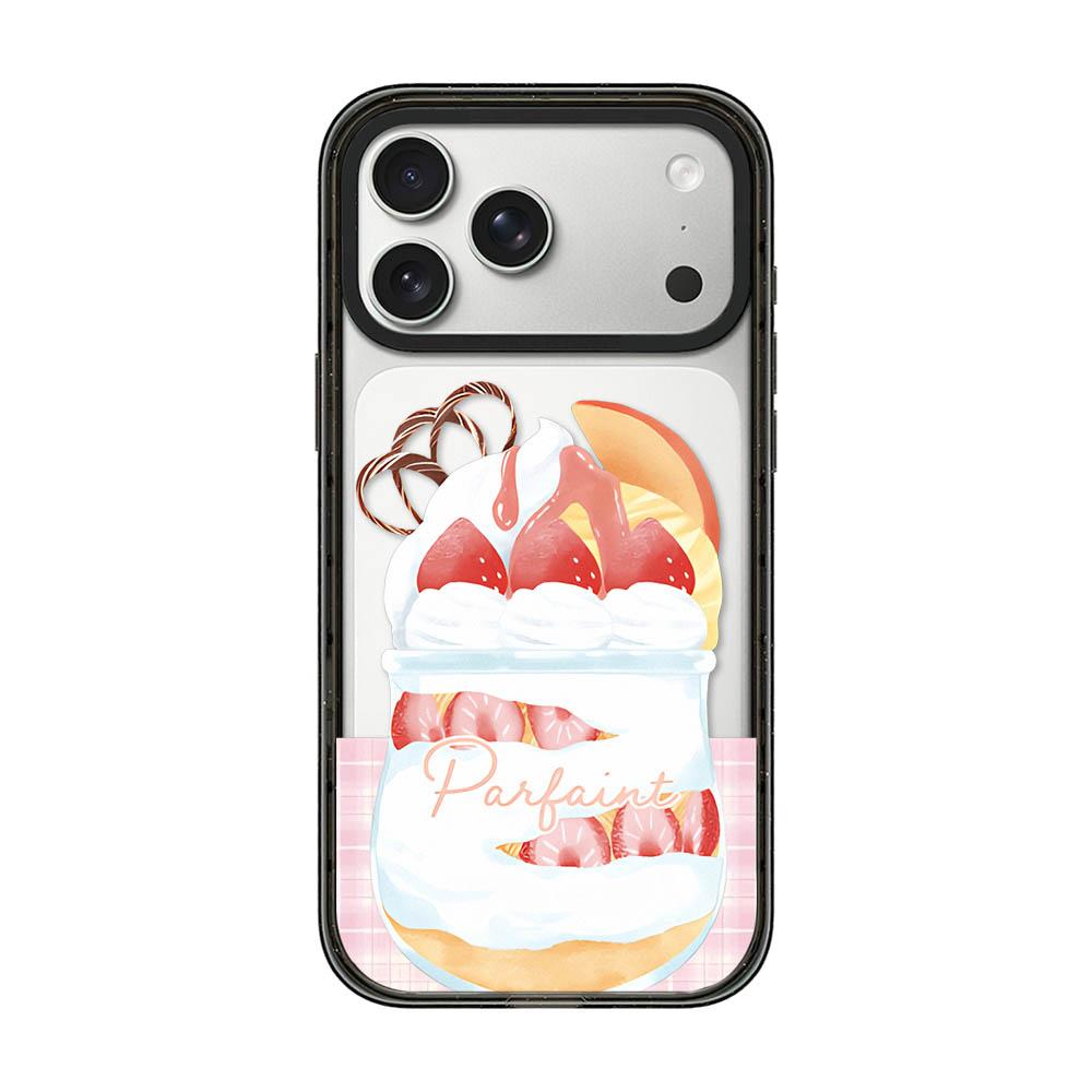 For iPhone 17 Pro Matcha Latte Cake Pattern Acrylic TPU Phone Case - Strawberry Parfait Cup - EDA009712802D