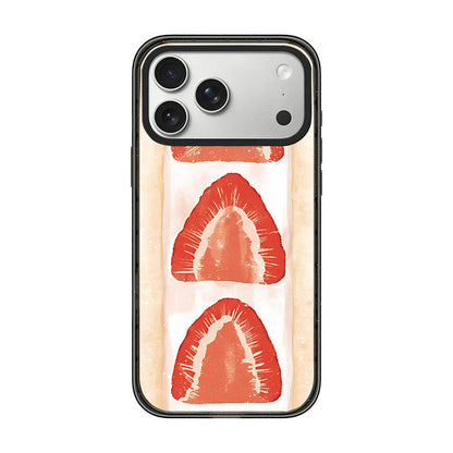 For iPhone 17 Pro Matcha Latte Cake Pattern Acrylic TPU Phone Case - Watercolor Strawberry Toast - EDA009712802E