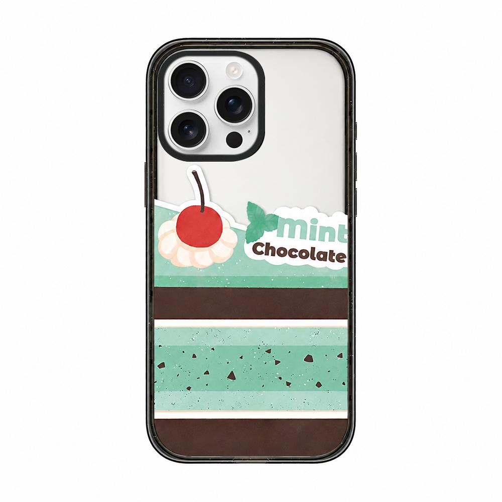 For iPhone 16 Pro Max Matcha Latte Cake Pattern Acrylic TPU Phone Case - Mint Chocolate Cake - EDA009712805C