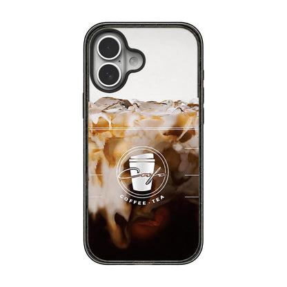 For iPhone 16 Plus Matcha Latte Cake Pattern Acrylic TPU Phone Case - Iced Americano - EDA009712807B