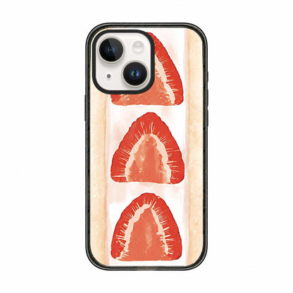 For iPhone 14 Matcha Latte Cake Pattern Acrylic TPU Phone Case - Watercolor Strawberry Toast - EDA009712814E