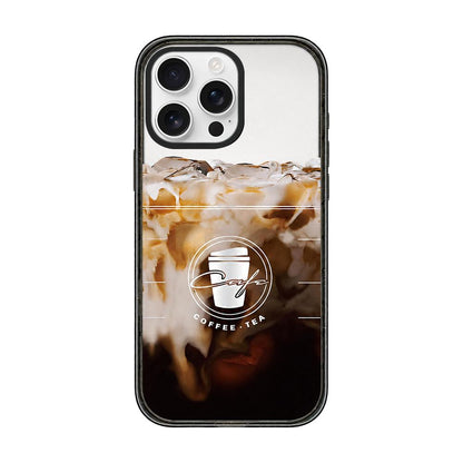 For iPhone 14 Pro Max Matcha Latte Cake Pattern Acrylic TPU Phone Case - Iced Americano - EDA009712816B