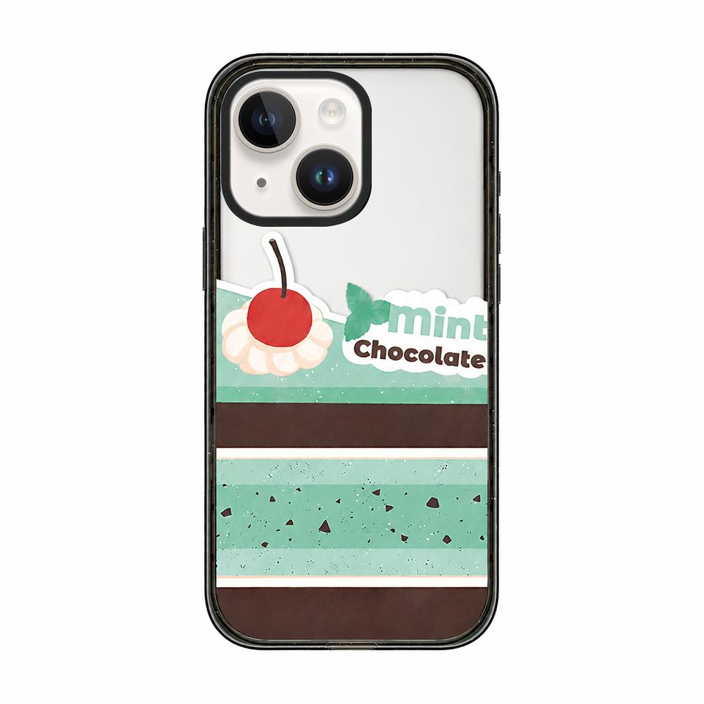 For iPhone 13 Matcha Latte Cake Pattern Acrylic TPU Phone Case - Mint Chocolate Cake - EDA009712819C